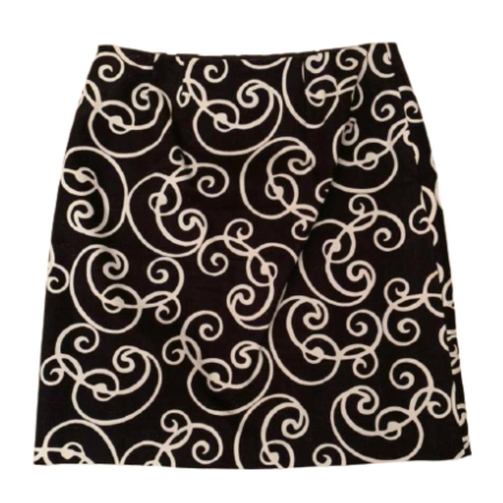 Ann Taylor Black Skirt With White Scrolling